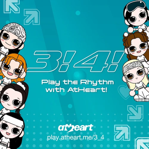 AtHeart '3! 4!' web rhythm game promotion image